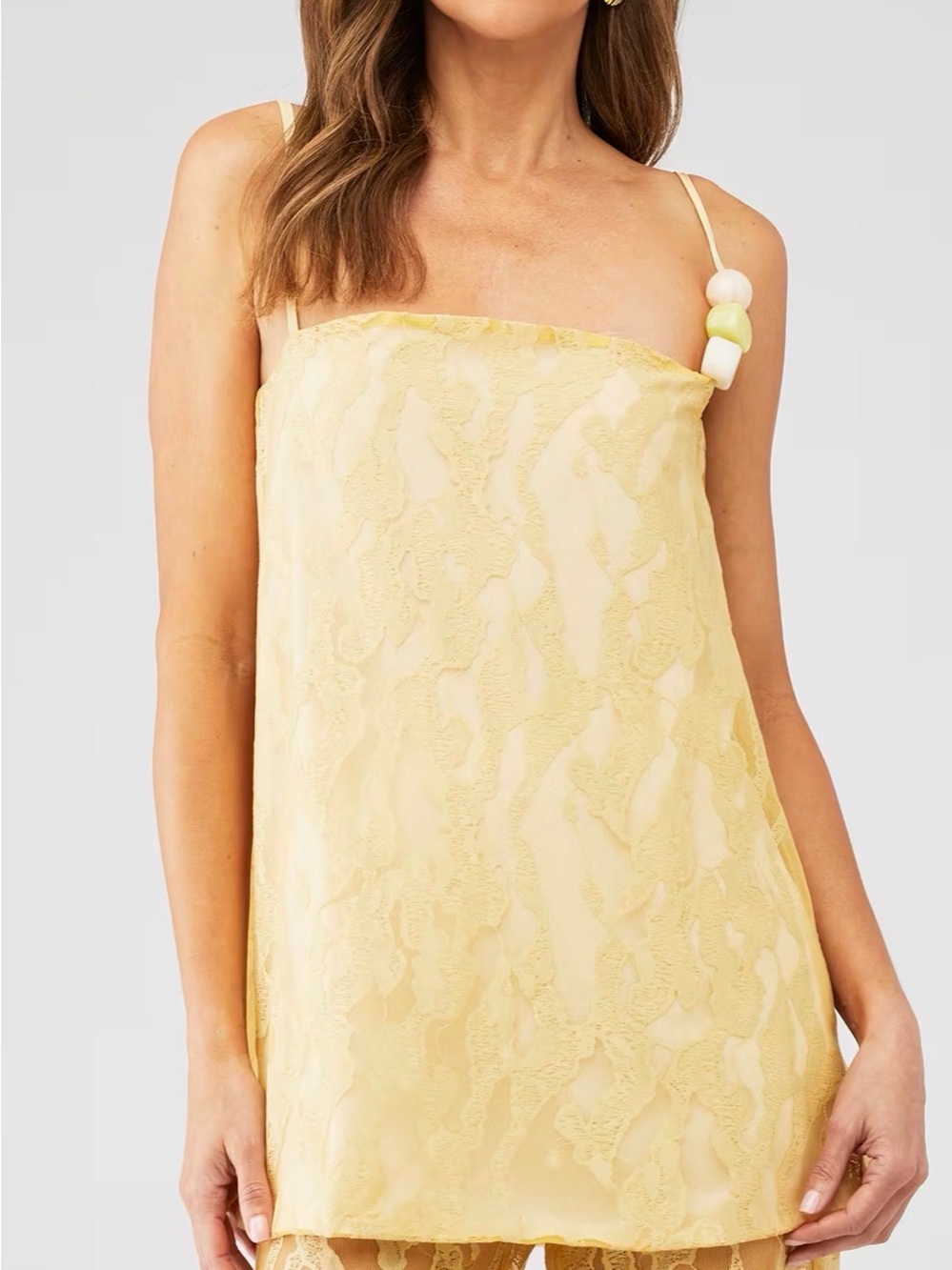 BAOBAB Porto Top Size Small Yellow Lace Embellished Cami Resort Vacation